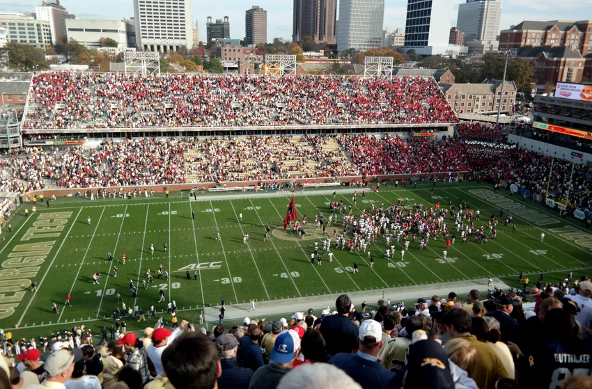 The flag made its way to midfield at Georgia Tech postgame.