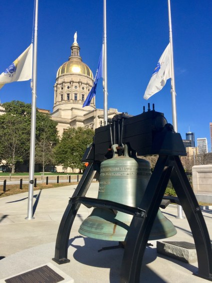 Replica of Liberty Bell in front of Georgia State Capitol